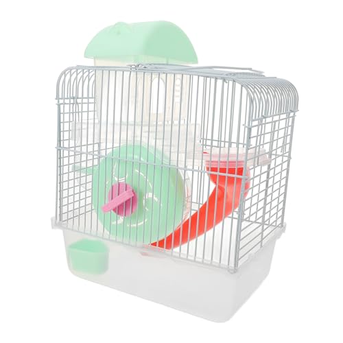 WEKADRIN Doppelstöckiger Hamsterkäfig mit Großem Raum Abnehmbarem Design Sicherem Material für Zwerghamster und Kleine Haustiere zum Schlafen und Entdecken Transparentes Grünes Häuschen von WEKADRIN