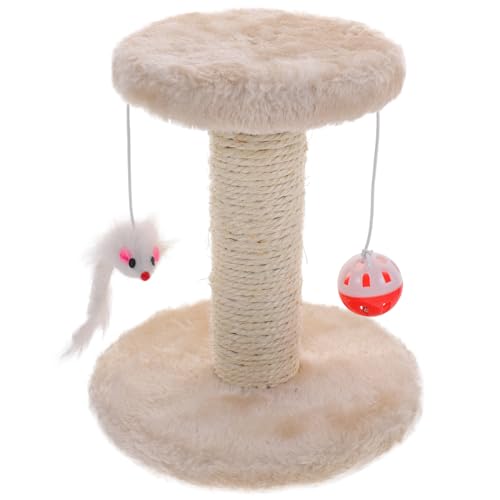 WEKADRIN Doppelstöckiger Sisal kratzbaum mit Katzenball Katzenkratzpfosten für Kätzchen Indoor Katzenkratzbaum Stabil Platzsparend Beige von WEKADRIN
