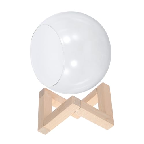 WEKADRIN Glas Pflanzenterrarium mit Holzständer Schräger Öffnung Transparenter Pflanzenbehälter für Sukkulenten Luftpflanzen Vielseitige Tischdeko für Garten und Innenräume von WEKADRIN