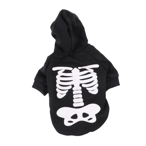 WEKADRIN Halloween Hundekostüm Skelett Jumpsuit für Kleine und Mittelgroße Hunde Atmungsaktive Sichere mit Leuchtendem Schädelprint Bequemes Pet Cosplay Party Outfit in Schwarz Xs von WEKADRIN