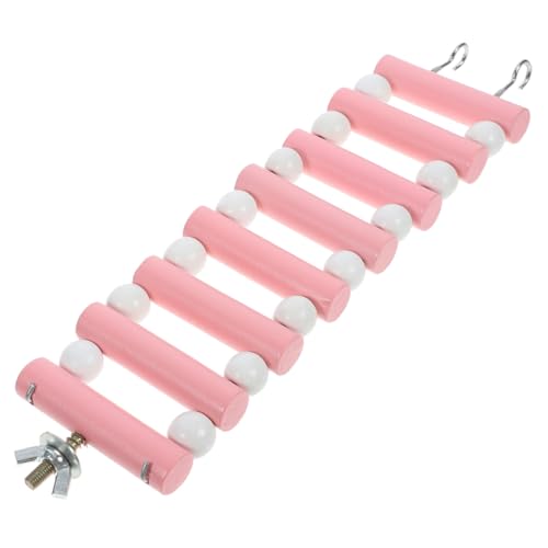 WEKADRIN Hamster Holzleiter Kletterspielzeug für Kleintiere Kleine Nager Hängende Brücke mit Weichem Geländer Langlebige Kletterleiter für Hamster Ratten und Meerschweinchen Rosa und Weiß von WEKADRIN