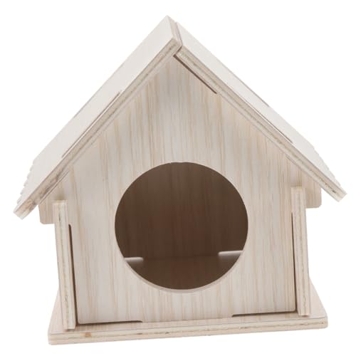 WEKADRIN Hamsterhaus Holz Holzversteck Kleintierhaus zum Schlafen für Hamster Meerschweinchen Chinchilla mit Kauspielzeug und Kletterspaß von WEKADRIN