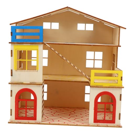 WEKADRIN Hamsterhaus aus Natürlichem Holz Mehrstöckiges Versteck mit Leiter Sicheres Kletterspielzeug und Schlafnest für Kleine Haustiere Wie Zwerghamster und Rennmäuse von WEKADRIN