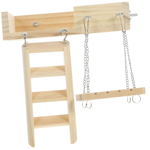 WEKADRIN Hamsterspielzeug Holzleiter mit Schaukelfunktion Langlebiges Kletterspielzeug für Kleine Haustiere Inklusive Plattform Robustes Zubehör für Hamsterkäfig und Kleintierbedarf von WEKADRIN