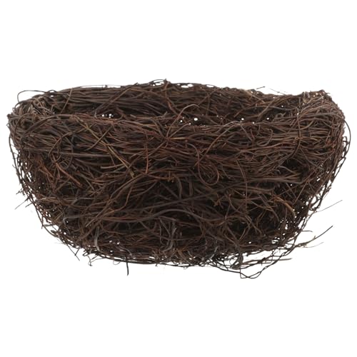 WEKADRIN Handgefertigtes Rattan Vogelnest Naturgetreu und Rustikal Dekoratives Gartenornament und Fotorequisite Geeignet für Kleine Vögel Frühlings Partydekoration von WEKADRIN