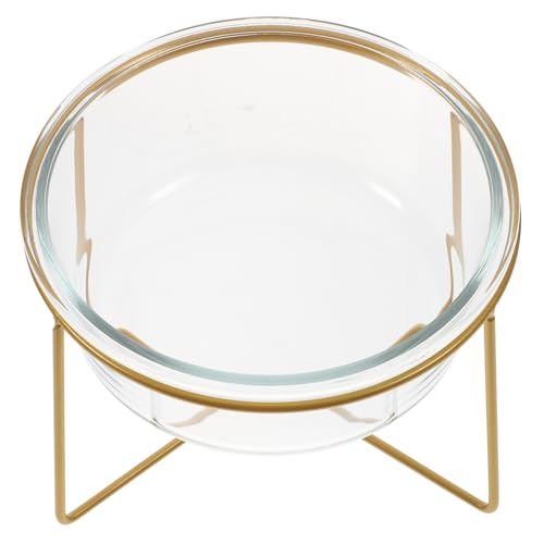 WEKADRIN Hochbeiniger Napf aus Glas mit Metallgestell Schräger Trinknapf für Katzen und Kleine Hunde Rutschfester Napfständer Langlebiger Futternapf mit Ergonomischem Design von WEKADRIN