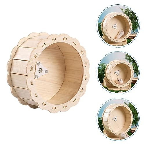 WEKADRIN Holz Hamster Laufrad Sonnenblume Leises Kleintier Laufrad für Innenhaltung Geräuscharmes Hamster für Zwerghamster Kleintiere Fitnessgerät frei von Halterung von WEKADRIN