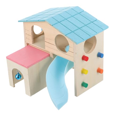 WEKADRIN Holz spielhaus mit Rutsche und Leiter für Hamster und Kleintiere Robustes Kauspielzeug aus Natürlichem Holz Langlebiges Versteck für Zwerghamster Igel und Kleine Nager Geeignet von WEKADRIN