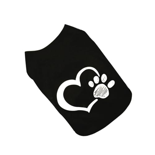 WEKADRIN Hundeweste Herz fußabdruck Muster Leichtes Sommer haustiershirt Atmungsaktiv Bequem S Modisch für Kleine Hunde für Frühling Outdoor spaziergänge und Fotosessions von WEKADRIN