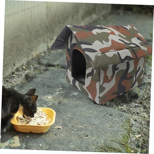 WEKADRIN Isoliertes Atmungsaktives Katzenhaus Außen Wind Regendichtes Waschbares Haustierschutzhaus für Hunde und Katzen Komfortabler Langlebiger Unterschlupf für Drinnen und Draußen von WEKADRIN