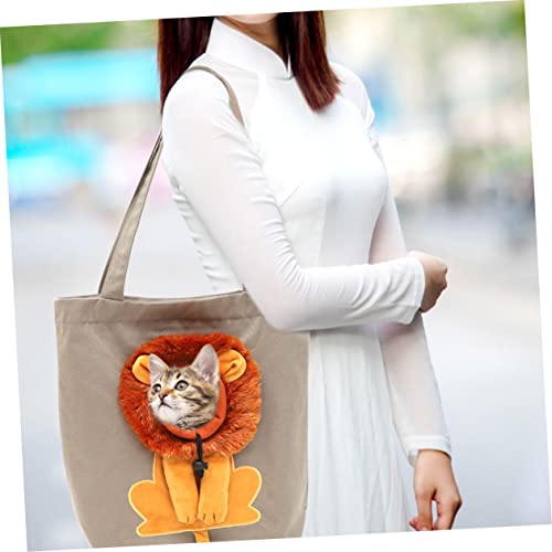 WEKADRIN Katzen Tragetasche aus Canvas mit Löwenmotiv Kleine Haustier Umhängetasche mit Breitem Schultergurt Sicherheitsschlaufe und Geräumigem Innenfach für Hunde und Katzen Tiefgrau WEKADRIN Katzen Tragetasche aus Canvas mit Löwenmotiv Kleine Haustier Umhängetasche mit Breitem Schultergurt Sicherheitsschlaufe und Geräumigem Innenfach für Hunde und Katzen Tiefgrau von WEKADRIN