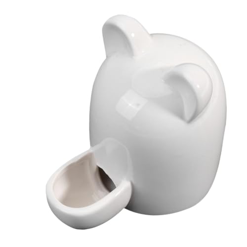 WEKADRIN Keramik Haustier Wasserspender und Futterspender mit Katzenohren Design Automatische Trinkschale für Hamster Kaninchen Kleine Katzen und Kleintiere Selbstnachfüllend Weiß von WEKADRIN