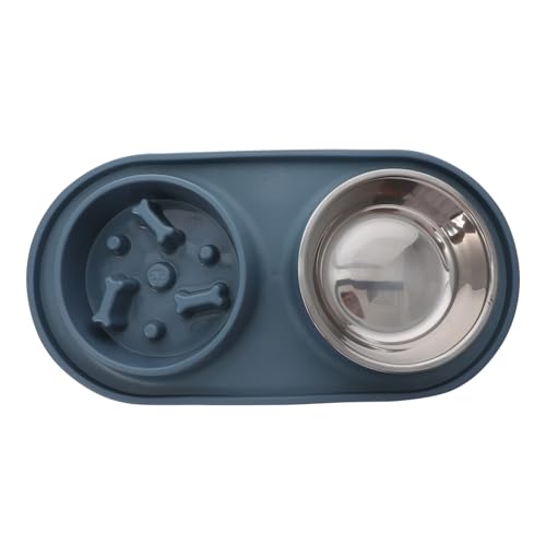 WEKADRIN Langsam Fressender Futternapf aus Edelstahl Doppelte Anti schling schüssel für Kleine Hunde und Katzen rutschfest Auslaufsicher Komfortables Design für Gesunde Fütterung von WEKADRIN
