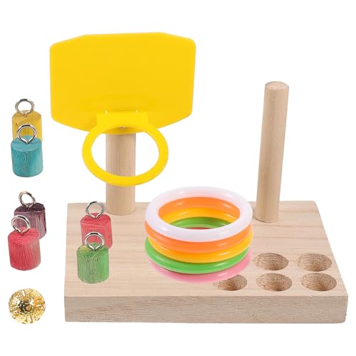 WEKADRIN Papageienspielzeug Holz Intelligenzspielzeug mit Ringen Vogeltrainingsspielzeug zum Beißen für Käfigvögel zur Beschäftigung Geschicklichkeit Zufällige Farbe Zufällige Farbe von WEKADRIN