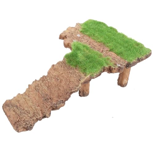 WEKADRIN Reptilien Sonnenplattform aus Resin mit Holzstruktur und Grasdekor Stabile Schildkröten Rampe für Aquarium als Terrarien Dekoration und Sonnenplatz für Wasserschildkröten von WEKADRIN