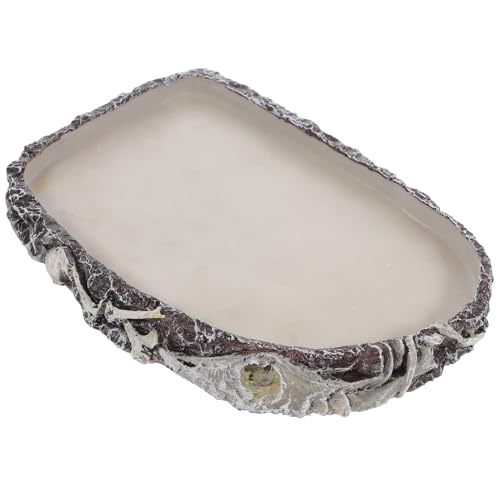WEKADRIN Reptilien Wasserschale Oval Robust Langlebig Wassernapf Terrarium Schildkröten Futter Trinkschale aus Solidem Material mit Auslaufsicherem Randabschluss für Eidechsen Schlangen von WEKADRIN
