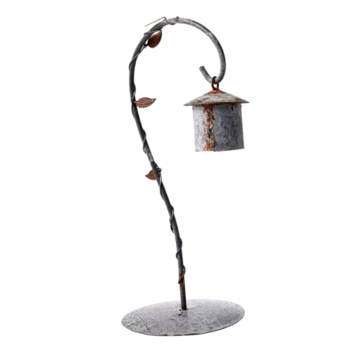 WEKADRIN Retro Rustfarbener Eisenständer mit Haken und Rundfuß Stabiler Vogelhäuschen Halter für Mikro Landschaften Flexible Desktop Dekoration für Garten Balkon Langlebiges von WEKADRIN