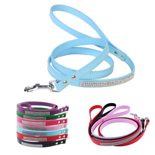 WEKADRIN Strassleine Trainingsleine Für Hunde Besetzt Strasssteine Hundeleine Strass Hundeseil Hundeleine Mit Nieten Bunt Ist Spaziergang Mit Hund Für Kleine Hunde Funkelnd Blau von WEKADRIN