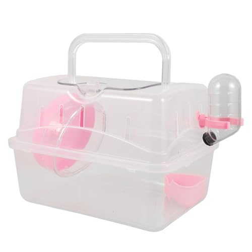 WEKADRIN Transparenter Hamsterkäfig Tragbar mit Futter und Wasserspender Sicherer Kleintierkäfig für Meerschweinchen und Hamster Leichtes Reisegehege für Kleine Nager von WEKADRIN