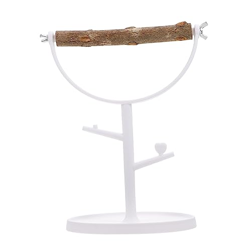 WEKADRIN Vogel Trainingsspielzeug Holz Sitzstange mit Stabilem Kunststoffsockel Desktop Vogeltrainingsständer für Papageien Kauspielzeug und Vogelkäfig Zubehör Sicher und Langlebig von WEKADRIN