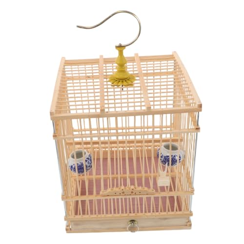 WEKADRIN Vogelkäfig Aus Kleiner Vogelkäfig Reisekäfig Für Sittiche Mit Haken Im Freien Papageien -reisekäfig Aus Beige Metall von WEKADRIN
