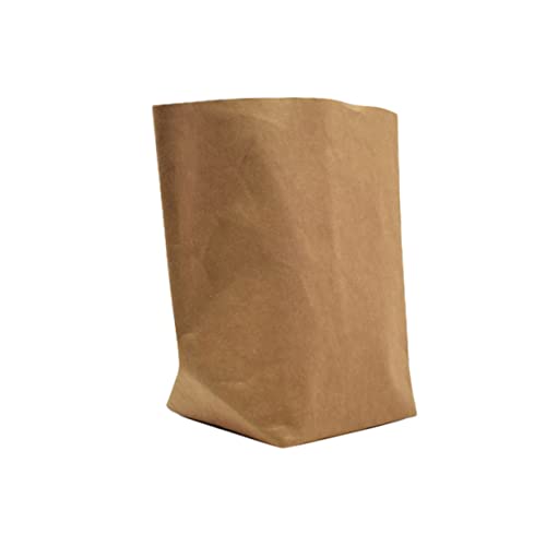 WEKADRIN Waschbarer Kraftpapiercontainer Wiederverwendbare Dekorative Papiertüte für Pflanzen Mittelgroße Aufbewahrungstasche Sandgelb für Deko und Lagerung von WEKADRIN