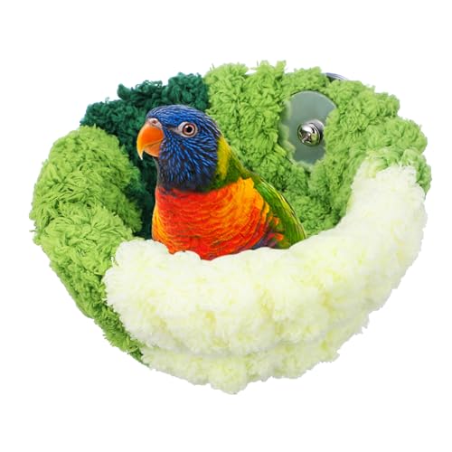 WEKADRIN Wintervogelnest für Käfig Parrot Hut aus Grünem Warmes Vogelbett zum Schlafen und Entspannen Einfach zu Montierendes Papageiennest für Wellensittiche und Kleine Vögel von WEKADRIN