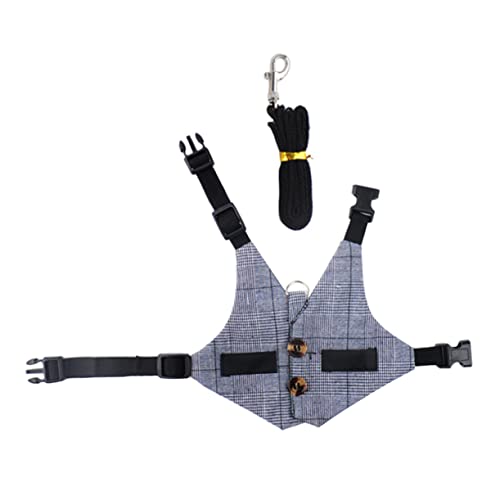 WEKAMOS 1 Satz Kleiner Hasenanzug Hasenkostüm Weste Und Hasenträger für Kaninchen Hasen Jacke Bunny Jacket Kaninchenhalsband dekorative Kaninchenkleidung leichte Laufleine Polyester Grey von WEKAMOS