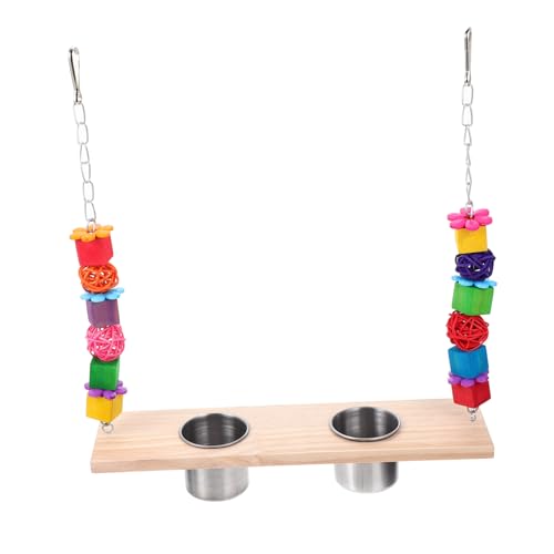 WEKAMOS 1 Satz Papageienschaukel Futterspender für Vogelkäfige Vogel Papageien Swing holzspielzeug holzspielsachen kleine Vogelschaukel Papageienfutterschaukel Rostfreier Stahl Colorful von WEKAMOS