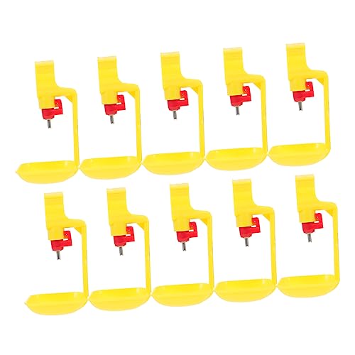 WEKAMOS 10 Stück Automatische Tränke Für Hühner Wasserspender Für Hühnerstall Groß Container Hühnerfutter Automatischer Wasserspender Für Hühner Tank Hängend Klein Yellow Rostfreier Stahl von WEKAMOS