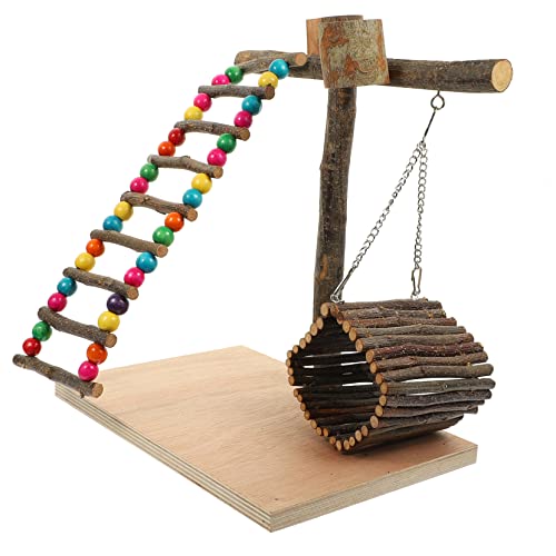 WEKAMOS 1Satz Holzpapageien Spielplatz Interaktiver Papageienstand mit Kauspielzeug Langlebig und Sicher für Nymphensittiche und Wellensittiche für Langeweile von WEKAMOS
