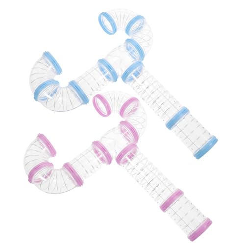WEKAMOS 2 Sätze Hamsterkäfig Tunnel Set Transparent Robustes DIY Verbindungsrohr Erweiterbar für Außentunnel Zubehör für Kleintiere Fördert Auslauf und Entdeckung Blau von WEKAMOS