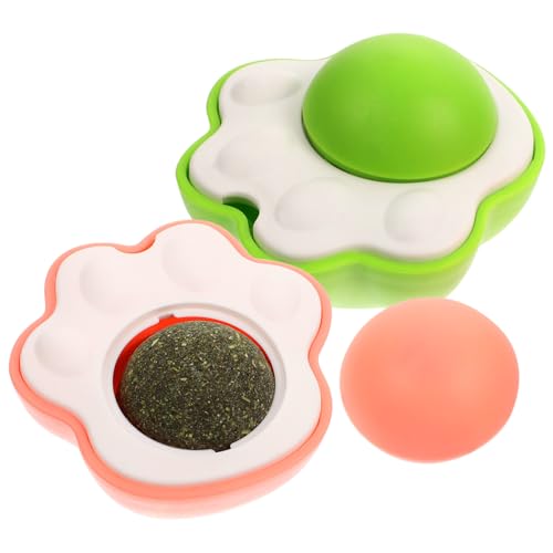 WEKAMOS 2 Sätze Katzenspielzeug Set Rotierender Katzenminze Ball Essbares für Katzen Interaktives Katzenspielzeug für und Gesundheit Grün und Rosa von WEKAMOS