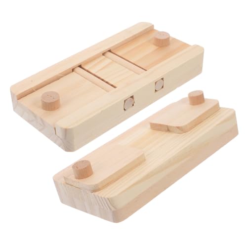 WEKAMOS 2 Stück Futterspielzeug Aus Holz Hamster Nahrungssuche Klein Babyspielzeug Kaninchen Nagetier Spielzeugtiere Drinnen Futterspender Anregend Haustier Kiefernholz Beige von WEKAMOS