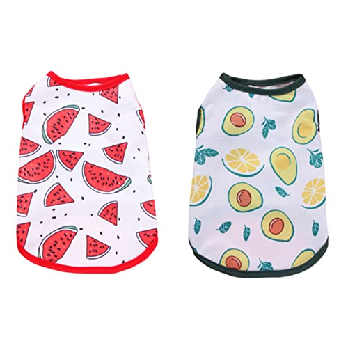 WEKAMOS 2 Stück Hundeshirts aus Atmungsaktivem Material Leichte Ärmellose Sommerweste für Hunde und Katzen für Parties und Avocado und Wassermelone von WEKAMOS