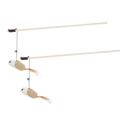 WEKAMOS 2 Stück Interaktives Katzenspielzeug Teaser Stab mit Maus aus Leinen und Federn Selbstunterhaltend mit Glöckchen Fördert Bewegung und Spielspaß für Kätzchen und Hauskatzen WEKAMOS 2 Stück Interaktives Katzenspielzeug Teaser Stab mit Maus aus Leinen und Federn Selbstunterhaltend mit Glöckchen Fördert Bewegung und Spielspaß für Kätzchen und Hauskatzen von WEKAMOS