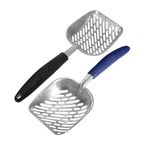 WEKAMOS 2 Stück Schaufel für Haustierstreu Katzenstreuschaufel große Streuschaufel Wurfschaufel große Abfallschaufel aus Metall Wurfreiniger Poop Scooper katzenstreu Aluminiumlegierung von WEKAMOS