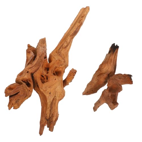 WEKAMOS 2 Stück Teiliges Aquarium Dekor Natürliche Driftwood Äste Langlebige Holzlandschaft für Süßwasser Aquarien und Terrarien Sichere Authentische Versteckmöglichkeiten für Fische von WEKAMOS