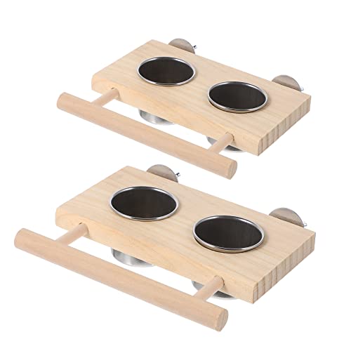 WEKAMOS 2 Stück Vogel Vogel Fütterer Kolibri Hamster Wasserdestillierer Käfig Wassergläser Haustier Wasserflasche Vogelfütterer Trinker Krähenfresser Taubenzufuhr Schwimmbad Holz von WEKAMOS