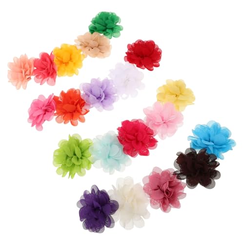 WEKAMOS 20 Stück Teiliges Bunte Chiffon Blumen Haarklammern für Haustiere Kleine Haarklammern für Hunde und Katzen rutschfeste Modische Haaraccessoires zur Fotodekoration und von WEKAMOS