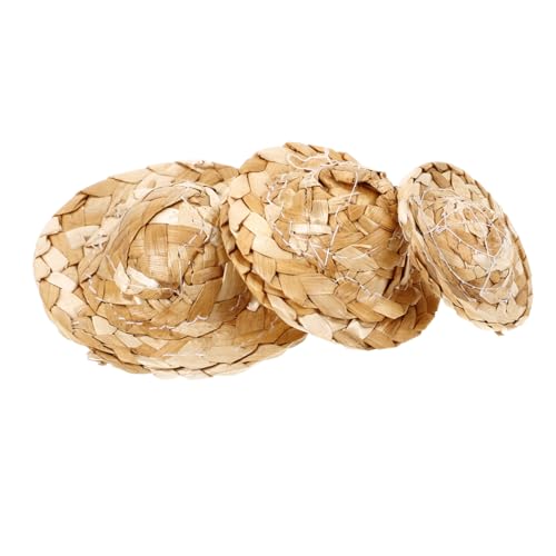 WEKAMOS 3 Stück Papageienhut Für Vögel Für Sittiche Minihut Für Vogel Sittiche Minispielzeug Miniaturhut Für Vogel Papageiengewebter Hut Vogelhut Golden Bambus Weben von WEKAMOS