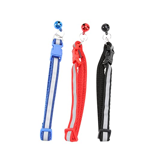 WEKAMOS 3 Stück Verstellbares Reflektierendes Haustierhalsband mit Glocke für Katzen und Kleine Hunde Rot Blau Schwarz Sicher und Luminous für Haustiere WEKAMOS 3 Stück Verstellbares Reflektierendes Haustierhalsband mit Glocke für Katzen und Kleine Hunde Rot Blau Schwarz Sicher und Luminous für Haustiere von WEKAMOS