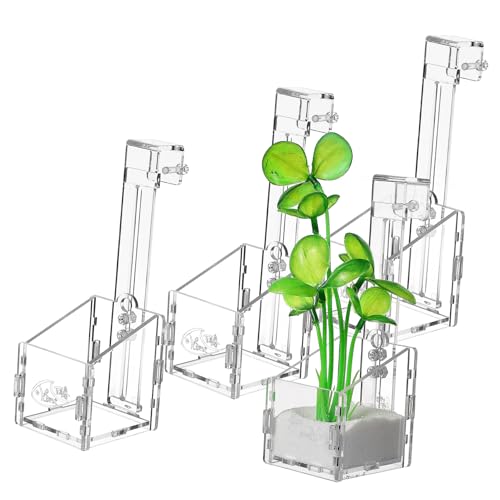 WEKAMOS 4 Aquarium Pflanzenhalter mit Haken Transparente Wasserpflanzen Töpfe Einfach zu Montieren Vielseitig Einsetzbar für Aquarienpflanzen Dekoration und Wachstumskontrolle von WEKAMOS