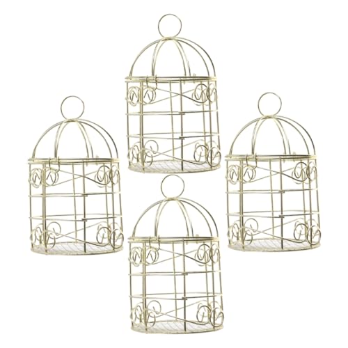 WEKAMOS 4 Stück Futterspender für Vogelkäfige Vogel futterstation Vogel Futterstelle Futterspender für Vogeltalg Vogelfutterhaus für Käfig Taube vogelfutterspender Haustier Eisen Golden von WEKAMOS