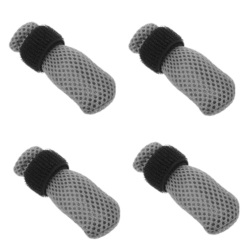 WEKAMOS 4 Stück Kratzfeste Schuhe Für Katzen Katzenhandschuhe Nagelkappen Für Katzenkrallen Katzenkappen Für Nägel Handschuhe Für Katzen Socken Für Katzen Kratzfest Polyester Grey von WEKAMOS