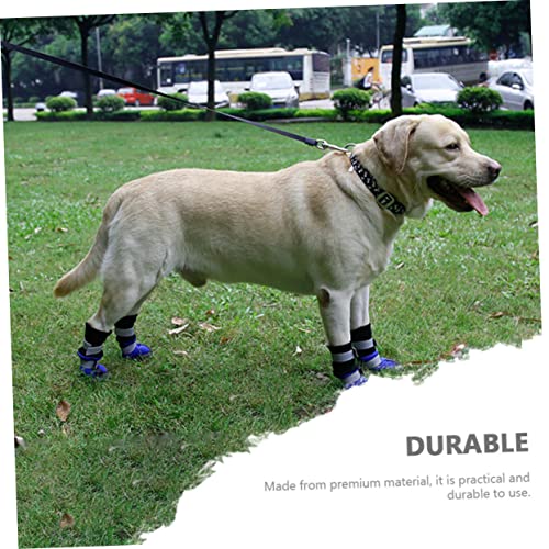 WEKAMOS 4 Stück Outdoor Hundeschuhe Langschaft rutschfest Verstellbar für Mittelgroße Große Hunde Winter Schneeschutz Pfotenschutz Blau von WEKAMOS