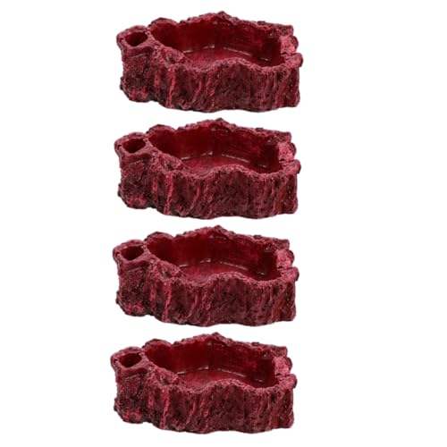 WEKAMOS 4 Stück Resin Reptilien Futternapf Teiliges Robuste Wasserschale für Schildkröten und Echsen Kippsicheres Terrarien Futter und Wasserschälchen Platzsparend und Langlebig von WEKAMOS