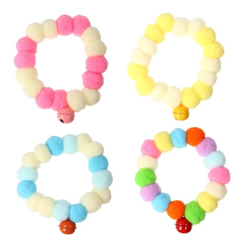 WEKAMOS 4 Stück Teiliges Katzenhalsband mit Elastischem Buntem Plüschball Weiche Halskrause mit Glocke Verstellbar für Halloween Geburtstag Party und Festliche Kostüme WEKAMOS 4 Stück Teiliges Katzenhalsband mit Elastischem Buntem Plüschball Weiche Halskrause mit Glocke Verstellbar für Halloween Geburtstag Party und Festliche Kostüme von WEKAMOS