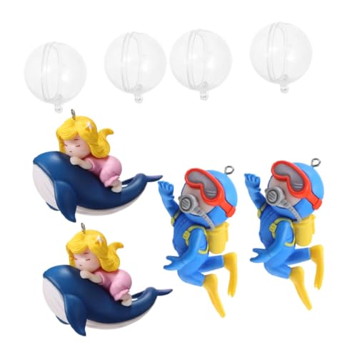 WEKAMOS 4 Stück Teiliges PVC Aquarium Dekorationsset Schwimmende Taucher und Walreiter Mädchen Figuren Kreative Schwimmende Deko für Fischbecken Langlebige Interaktive und Pflegeleichte von WEKAMOS