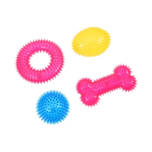 WEKAMOS 4 Stück Teiliges Robuste Hundespielzeuge Spitze Bälle für Welpen Zähneputzen Elastische Kauspielzeuge für Kleine Mittlere und Große Rassen Interaktive Strapazierfähige Hundebälle von WEKAMOS